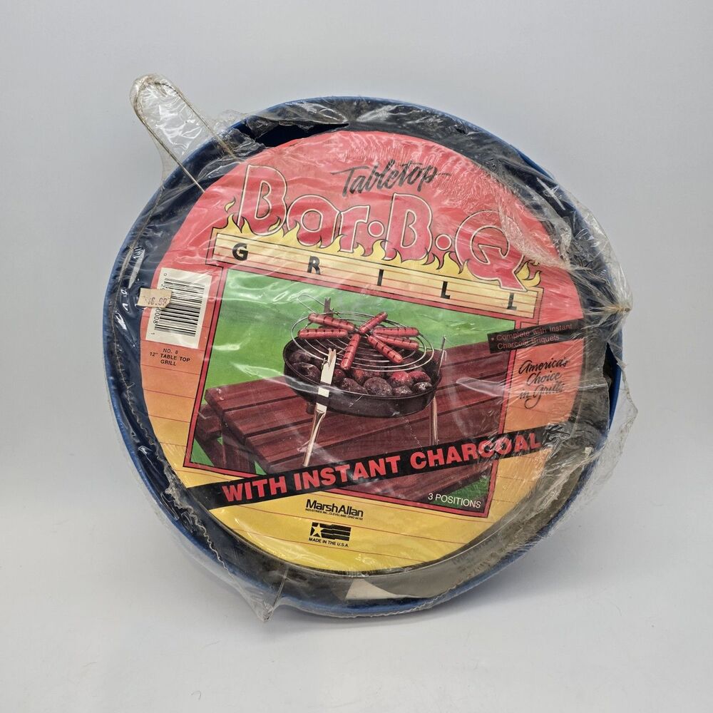 Vintage Marsh Allan USA Tabletop Quick Grill w/ Instant Charcoal - NEW NOS, Seal